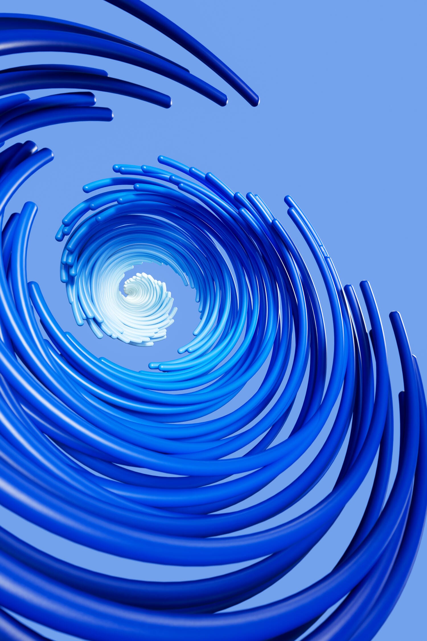 Multicolored circles knotting together on blue background